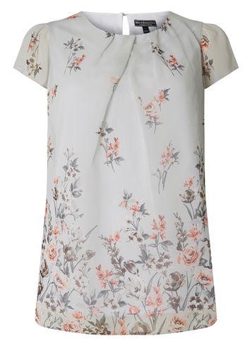 Dorothy Perkins *billie & Blossom Curve Grey Floral Top