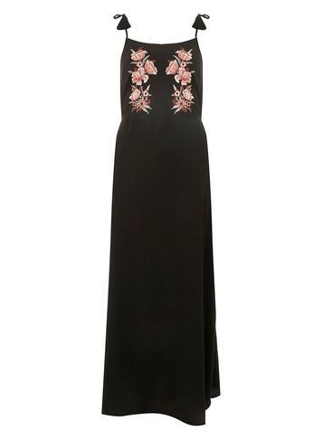 Dorothy Perkins Black Strappy Embroidered Maxi Dress