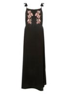 Dorothy Perkins Black Strappy Embroidered Maxi Dress