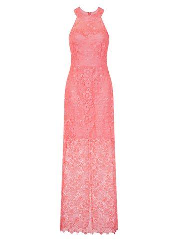 Dorothy Perkins *paper Dolls Coral Crochet Lace Maxi Dress