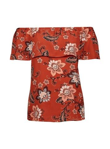 Dorothy Perkins Rust Print Tie Bardot Top