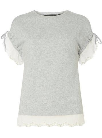Dorothy Perkins Grey Broderei Sleeve T-shirt