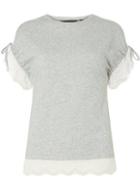 Dorothy Perkins Grey Broderei Sleeve T-shirt