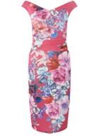 Dorothy Perkins *scarlett B Pink Floral Print Bardot Bodycon Dress