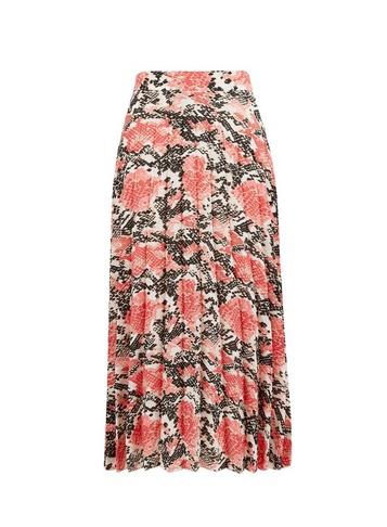 Dorothy Perkins Coral Animal Print Pleated Midi Skirt