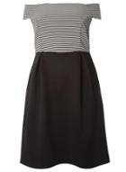 Dorothy Perkins Dp Curve Monochrome Striped Scuba Bardot Fit & Flare Dress