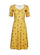 Dorothy Perkins *tall Yellow Ditsy Print Fit And Flare Dress