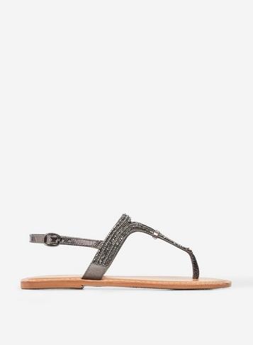 Dorothy Perkins Wide Fit Pewter Juniper Sandals