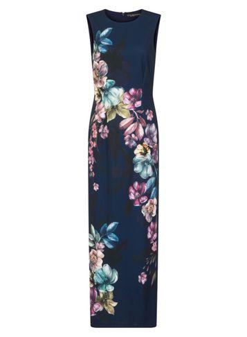 Dorothy Perkins *little Mistress Navy Sleeveless Floral Maxi Dress