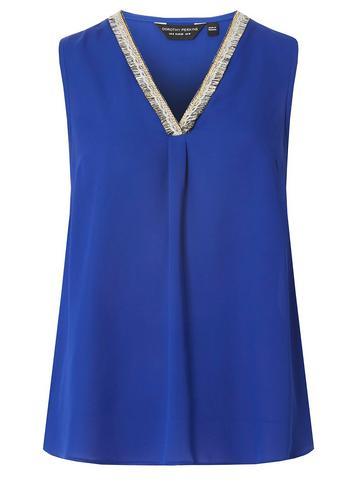 Dorothy Perkins Cobalt Trim V-neck Detail Top