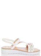 *quiz White Floral Design Strap Sandals