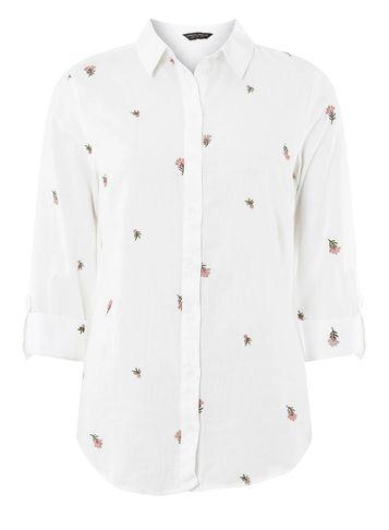 Dorothy Perkins White Floral Embroidered Shirt