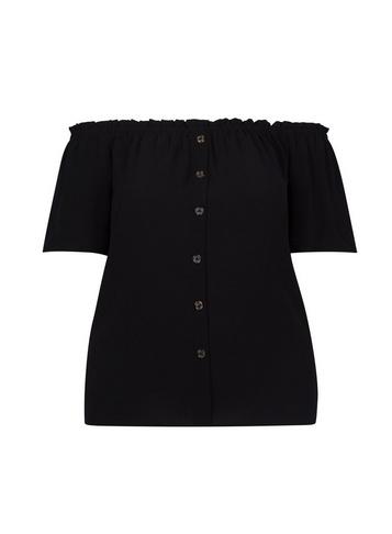Dorothy Perkins *dp Curve Black Button Bardot Top