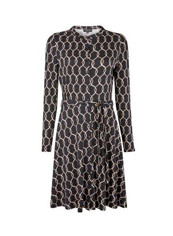 Dorothy Perkins Black Rope Print Jersey Shirt Dress