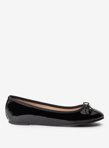 Dorothy Perkins Wide Fit Black Patent Pandora Pumps