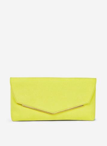 Dorothy Perkins Lime Metal Bar Clutch Bag