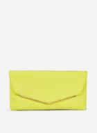 Dorothy Perkins Lime Metal Bar Clutch Bag