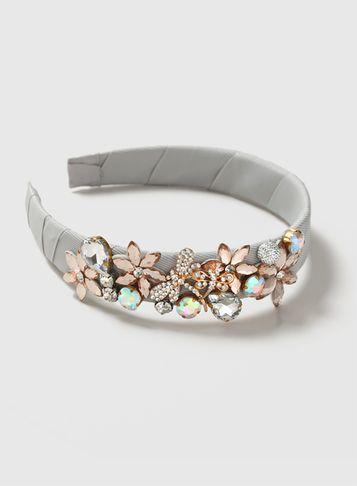 Dorothy Perkins Grey Fabric Jewelled Headband