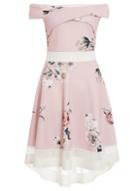 *quiz Pink Floral Print Wrap Dip Dress