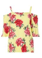 Dorothy Perkins Yellow Rose Print Bardot Top