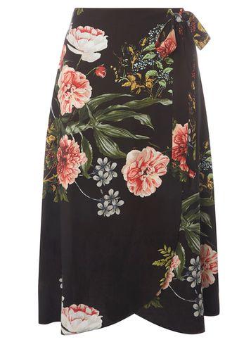Dorothy Perkins Bloom Tie Up Wrap Midi Skirt