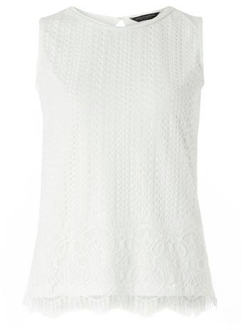 Dorothy Perkins Ivory Border Lace Bling Shell Top
