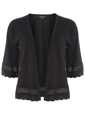 Dorothy Perkins Black Crochet Hem Short Cardigan