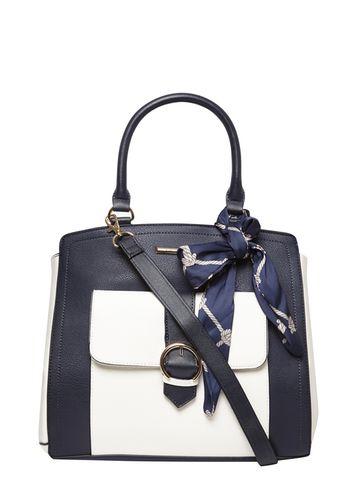 Dorothy Perkins Navy And Bone Scarf Tote Bag