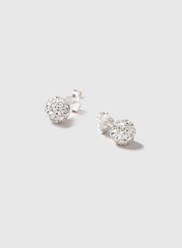 Dorothy Perkins Sterling Silver Pave Stud Earrings