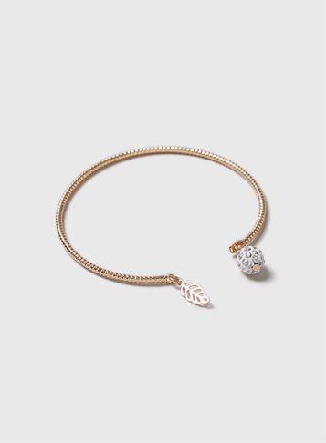 Dorothy Perkins Gold Leaf And Shamballa Charms Bangle