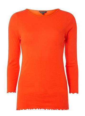 Dorothy Perkins Orange 3/4 Sleeve Lettuce Edge T-shirt