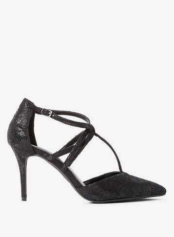 Dorothy Perkins Black Snake Gloss Court Shoes