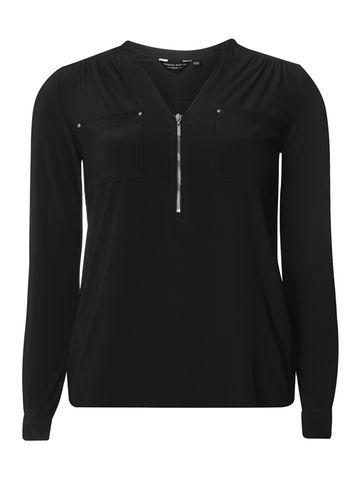 Dorothy Perkins Black Jersey Zip Shirt