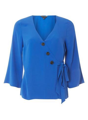 Dorothy Perkins Cobalt Button Through Wrap Top