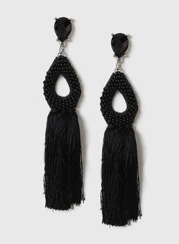 Dorothy Perkins Black Seed Bead Tassel Earrings