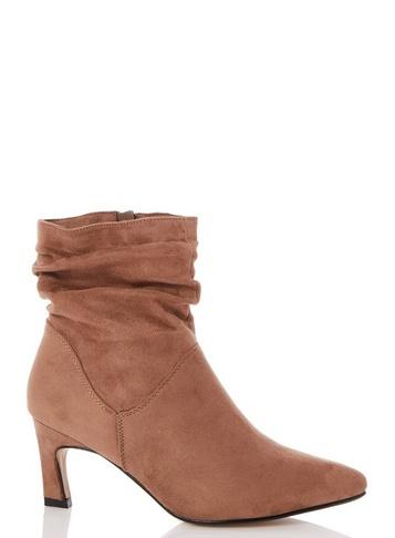 *quiz Taupe Low Ruched Ankle Boots