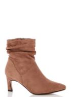 *quiz Taupe Low Ruched Ankle Boots
