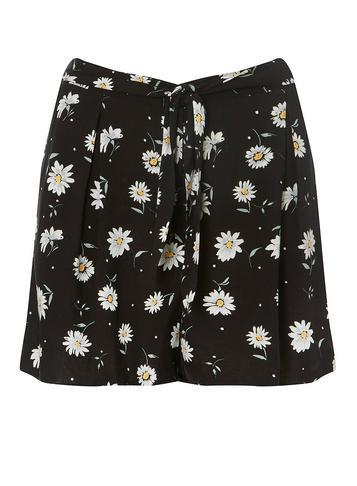 Dorothy Perkins Petite Black Daisy Print Shorts