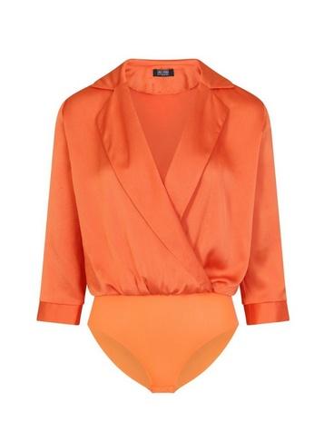 Girls On Film *girls On Firm Orange Tux Front Satin Body Top