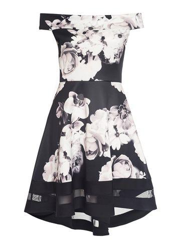 Dorothy Perkins *quiz Multi Colored Floral Print Scuba Skater Dress