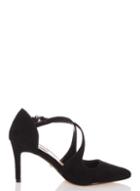 *quiz Wide Fit Black Cross Strap Court Shoes