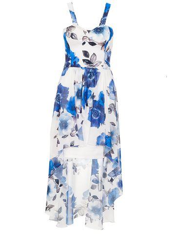 Dorothy Perkins *quiz Cream Chiffon Dip Hem Dress