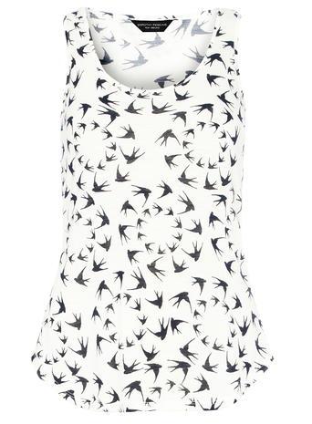 Dorothy Perkins Ivory Swallow Print Scoop Neck Top