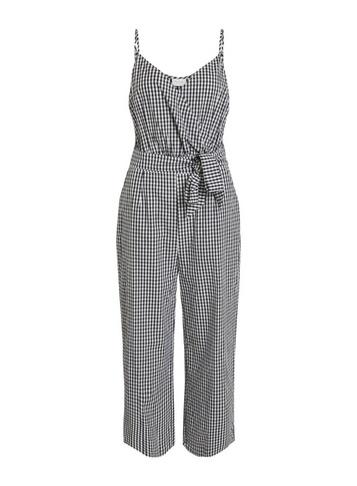 *vila Black Gingham Print Crop Jumpsuit