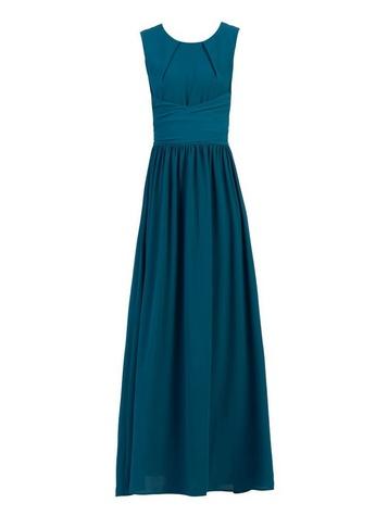 *jolie Moi Teal Chiffon Maxi Dress