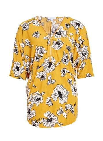 *blue Vanilla Mustard Zip Front Oversize Top