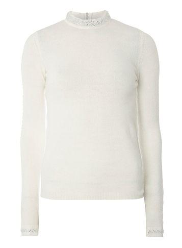 Dorothy Perkins *tall Ivory Embellished Trim Jumper