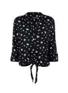 Dorothy Perkins Black Ditsy Print Tie Crinkle Shirt