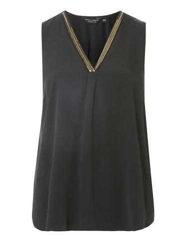Dorothy Perkins Black Trim V-neck Top