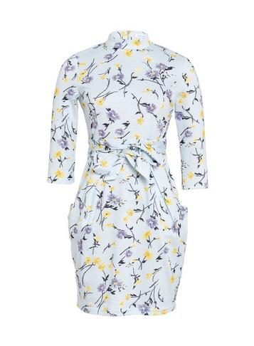 *blue Vanilla Multi Colour Floral Print High Neck Shift Dress